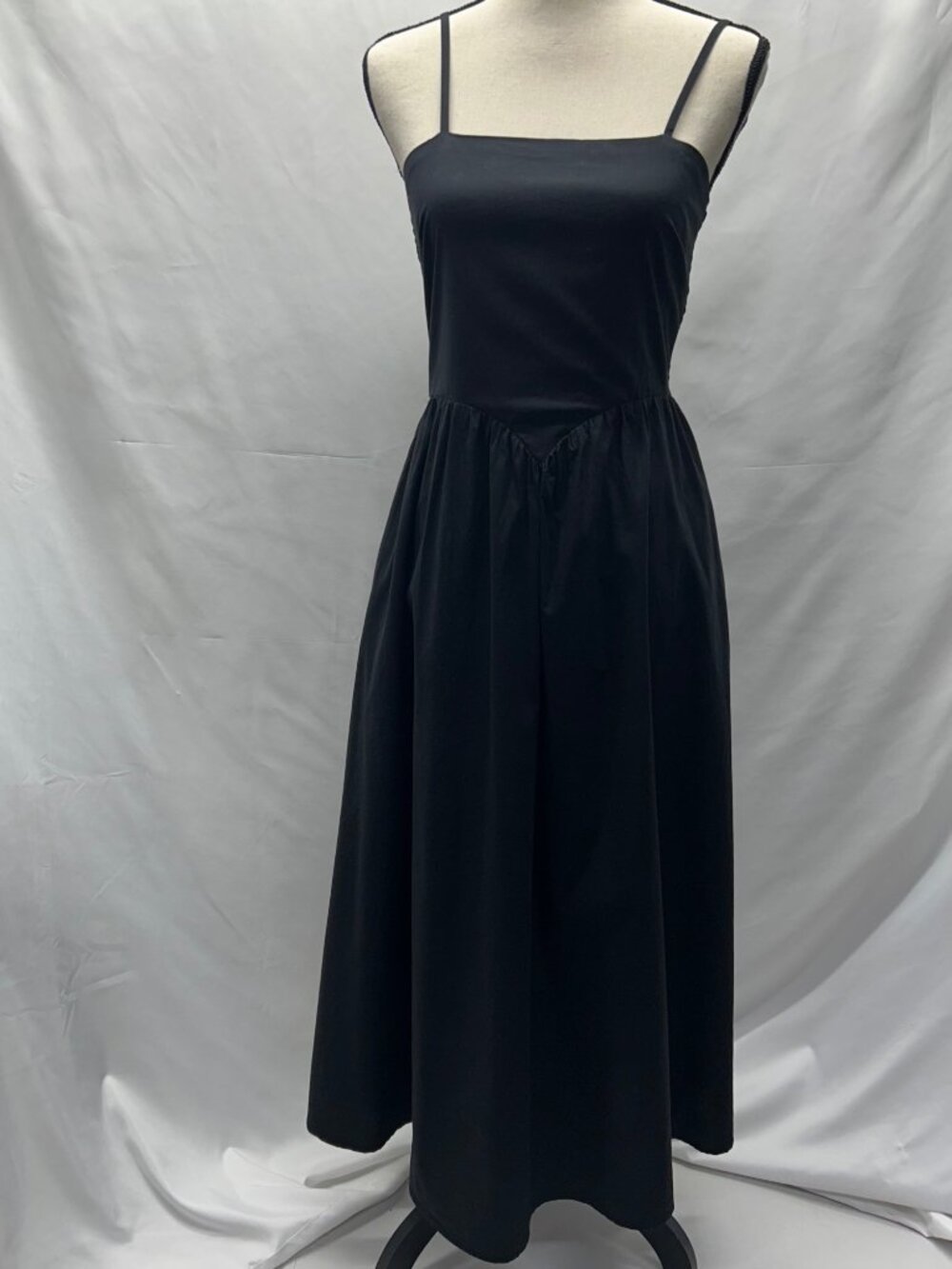 Black Sleeveless Maxi Dress With Adjustable Spaghetti Straps & Smocked Back Desi